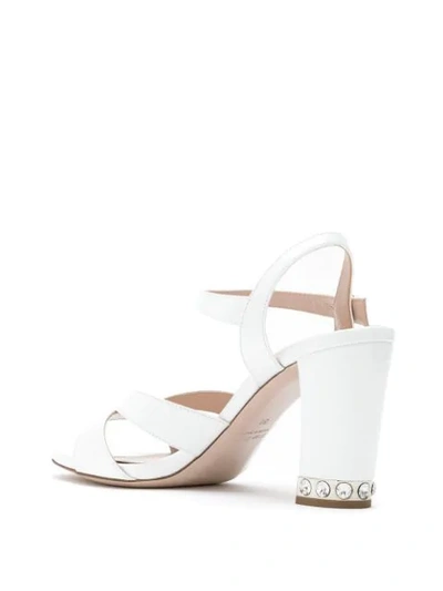 Shop Miu Miu Patent Leather Sandals In White