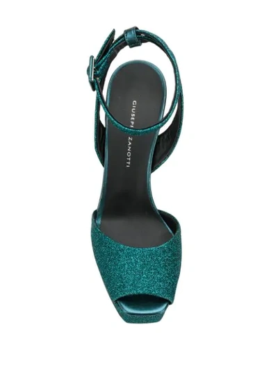 Shop Giuseppe Zanotti Glitter Platform Sandal In Blue