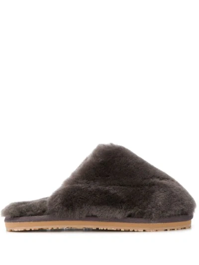 Mou Faux-fur Slides In Grey
