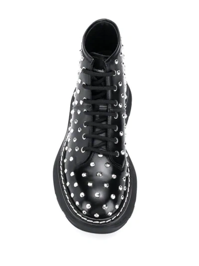 Shop Alexander Mcqueen Studded Lace-up Boots In Black