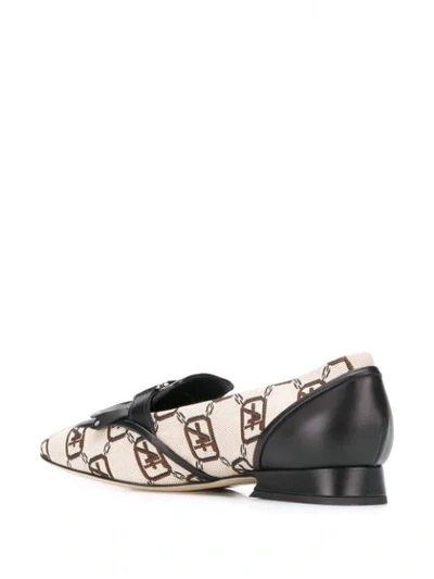 Shop Alberta Ferretti Logo Print Loafers In Neutrals