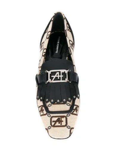 Shop Alberta Ferretti Logo Print Loafers In Neutrals