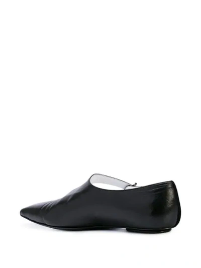 Shop Rosetta Getty Asymmetric Strap Ballerina Shoes In Black