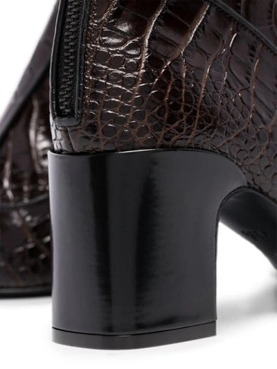 Shop Fabrizio Viti Timeless Crocodile-effect Ankle Boots In Brown