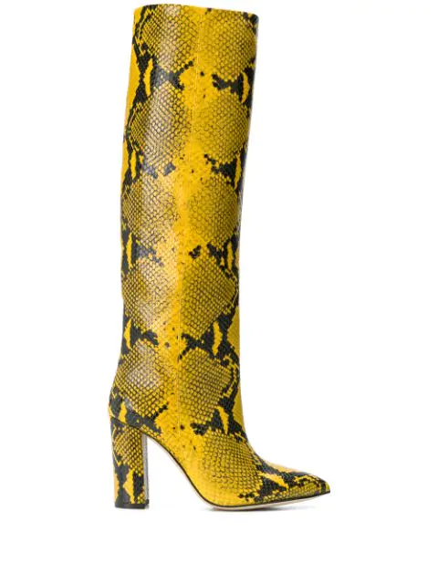 Paris Texas Block-heel Snake-embossed Leather Heeled Knee-high Ankle ...