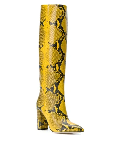 Shop Paris Texas Snakeskin Print Boots In Yellow