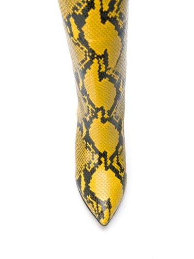 Shop Paris Texas Snakeskin Print Boots In Yellow