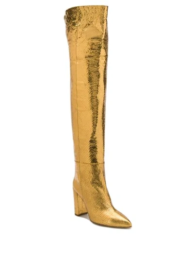Shop Paris Texas Snakeskin Effect Boots In Snake Oro Giallo