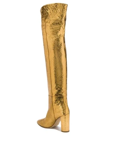 Shop Paris Texas Snakeskin Effect Boots In Snake Oro Giallo