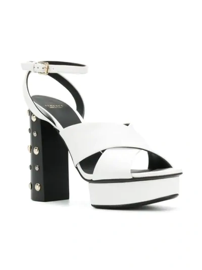 Shop Versace Crossover Strap Sandals In White