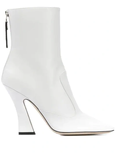 Shop Fendi Ffredom Square Toe Ankle Boots In White