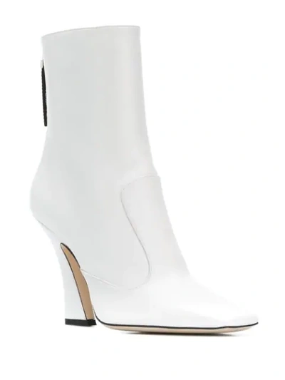 Shop Fendi Ffredom Square Toe Ankle Boots In White