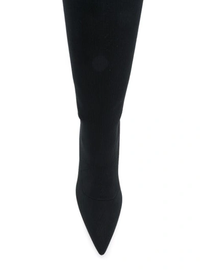 Shop Miu Miu Sock Detail Knee In Black