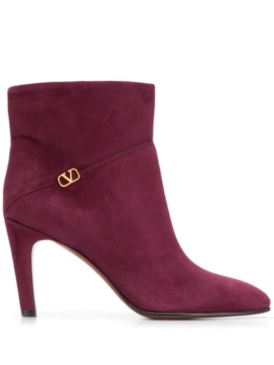 Shop Valentino Garavani Vlogo Booties In Purple