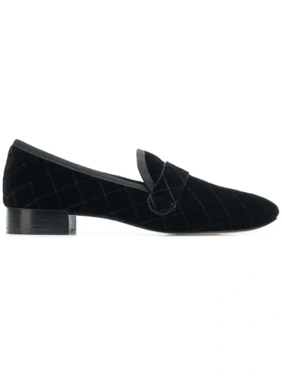 Shop Repetto Quilted Loafers In Black
