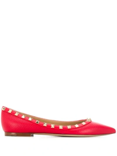 Shop Valentino Garavani Rockstud Ballerinas In Red