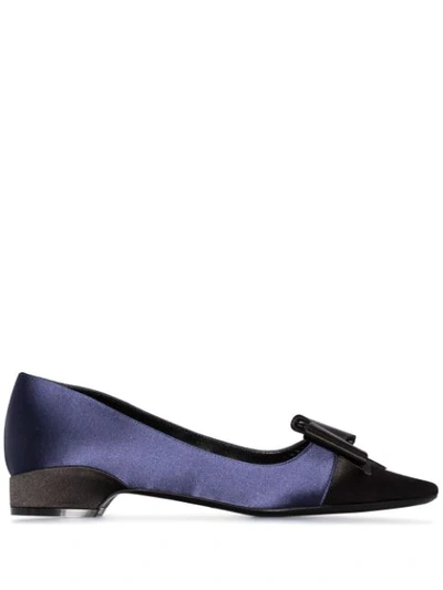 Shop Fabrizio Viti Gabor Bow-front Ballerina Flats In Blue