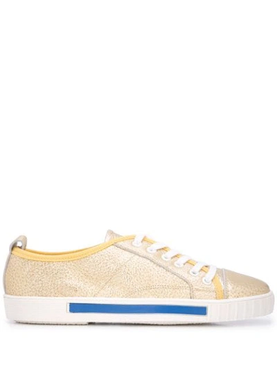 Shop Carven Lace Up Sneakers In Gold