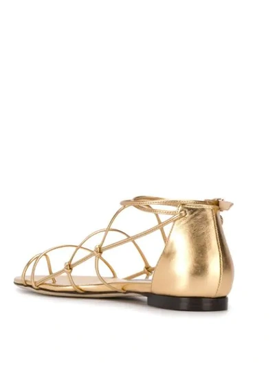 Shop Jimmy Choo Sphynx Flat Sandals In Gold