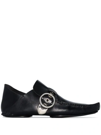 Shop Loewe Side-buckle Detail Loafers In Black