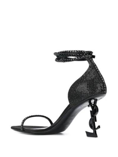 Shop Saint Laurent Opyum Embellished Sandals In Black