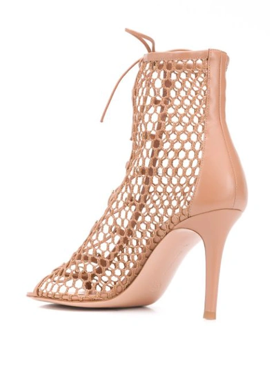 Shop Gianvito Rossi Woven Lace Up Sandals In Neutrals