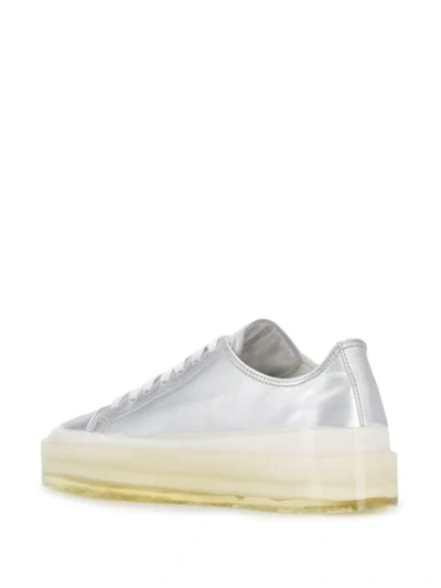 Shop Msgm Metallic Platform Sole Sneakers In Silver