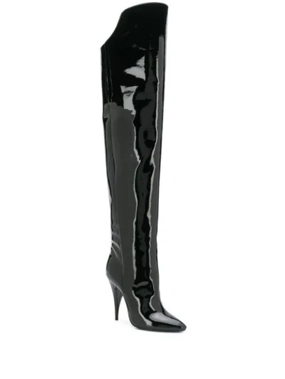 Shop Saint Laurent Thigh-high Boots In Black