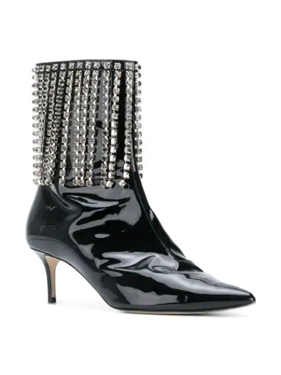 Shop Christopher Kane Crystal Fringe Boots - Black