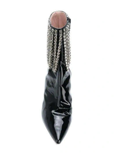 Shop Christopher Kane Crystal Fringe Boots - Black