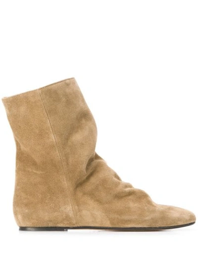 Shop Isabel Marant Suede Ankle Boots In 50ta - Taupe