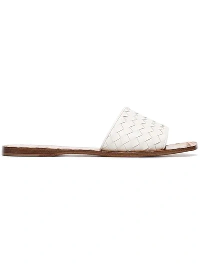 Shop Bottega Veneta White Ravello Leather Sandels In 9117 White