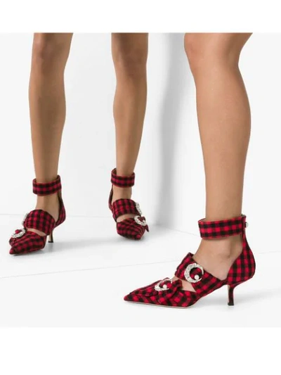 Shop Midnight 00 Checked 55mm Crystal Embellished Pumps In Red
