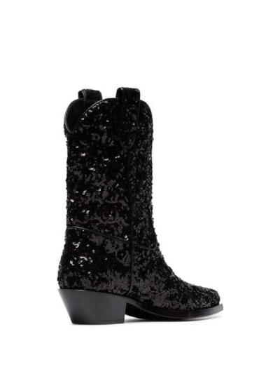 Shop Dolce & Gabbana Sequin Cowboy Boots In Black