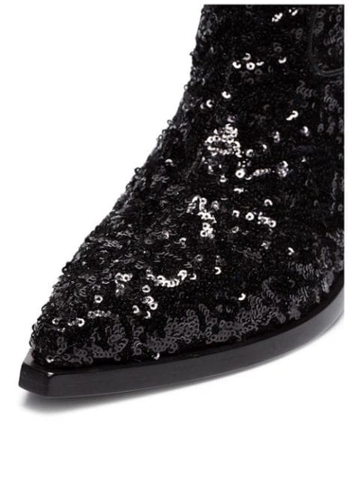 Shop Dolce & Gabbana Sequin Cowboy Boots In Black