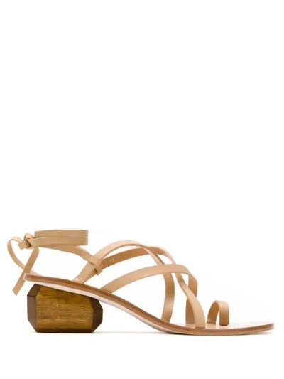 Shop Osklen Pedra Heel Strappy Sandals In Brown