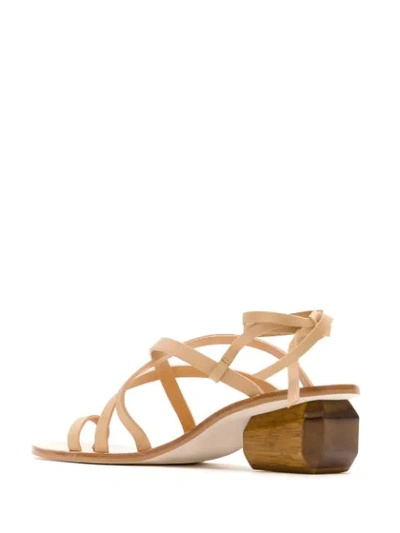 Shop Osklen Pedra Heel Strappy Sandals In Brown