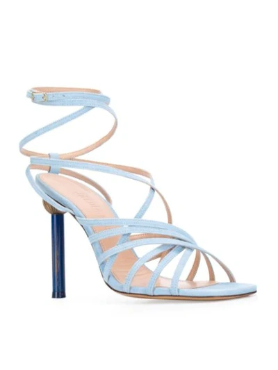 Shop Jacquemus Strappy Sandals In Blue