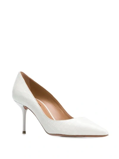 Shop Aquazzura Crocodile Effect Pumps In White