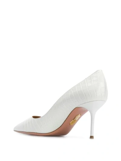 Shop Aquazzura Crocodile Effect Pumps In White