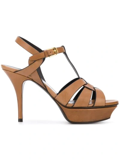 Shop Saint Laurent Tribute 105 Sandals - Brown