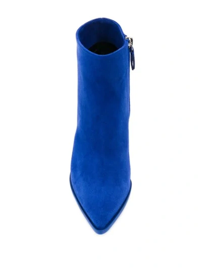 Shop Casadei Angled Heel Ankle Boots In Blue