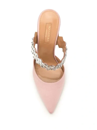 Shop Aquazzura Heeled Satin Mules In Pink