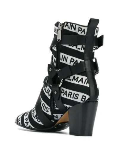 Shop Balmain Jilly Logo Print Booties In Black