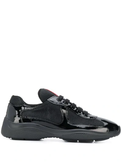 Shop Prada Mesh Panelled Sneakers In Black