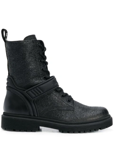 Shop Moncler Shiny Cracked-effect Boots In Black