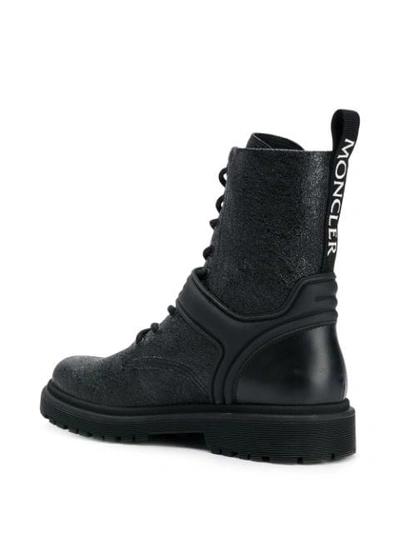 Shop Moncler Shiny Cracked-effect Boots In Black