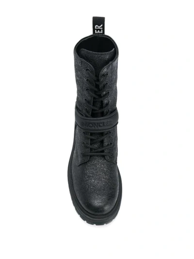 Shop Moncler Shiny Cracked-effect Boots In Black
