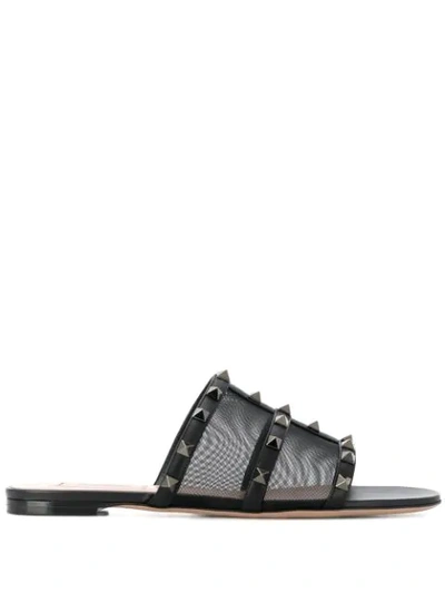 Shop Valentino Rockstud Sandals In Black