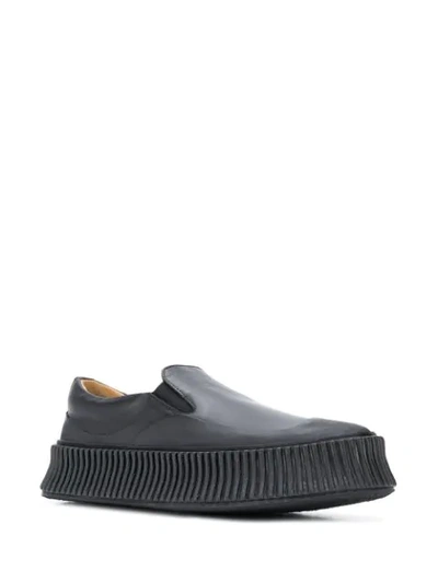 Shop Jil Sander Chunky Ridged Sole Loafers In Black